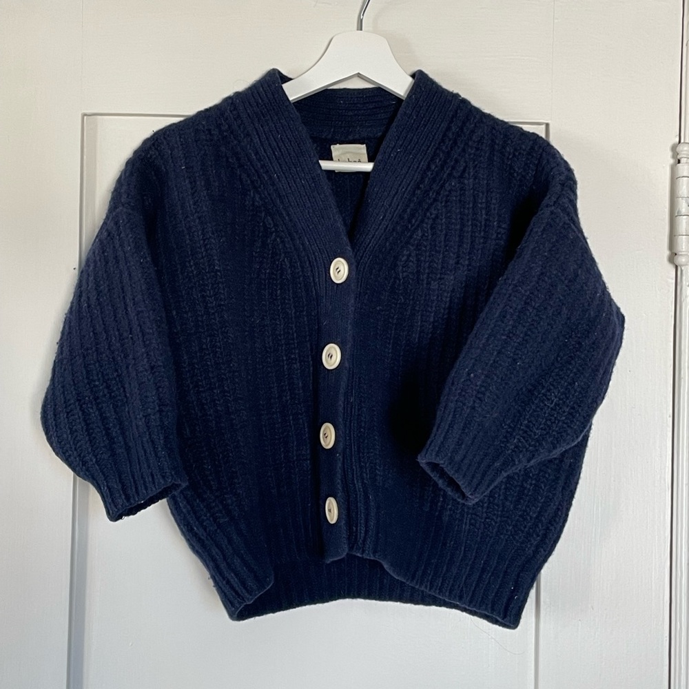 Babaa Cardigan no18 mini Navy boiled (felted) wool